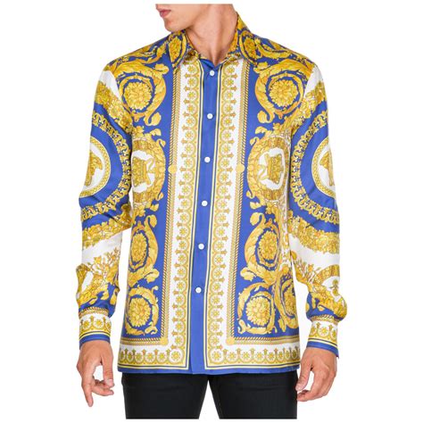 versace long sleeve dress shirt|Versace silk shirt price.